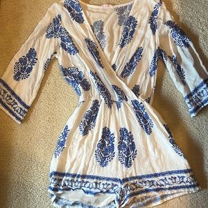 Blue and white romper